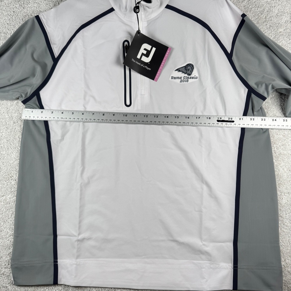 FootJoy Windtech Pullover Mens L White Gray Navy Rams Classic 2018 Golf New - Picture 14 of 16